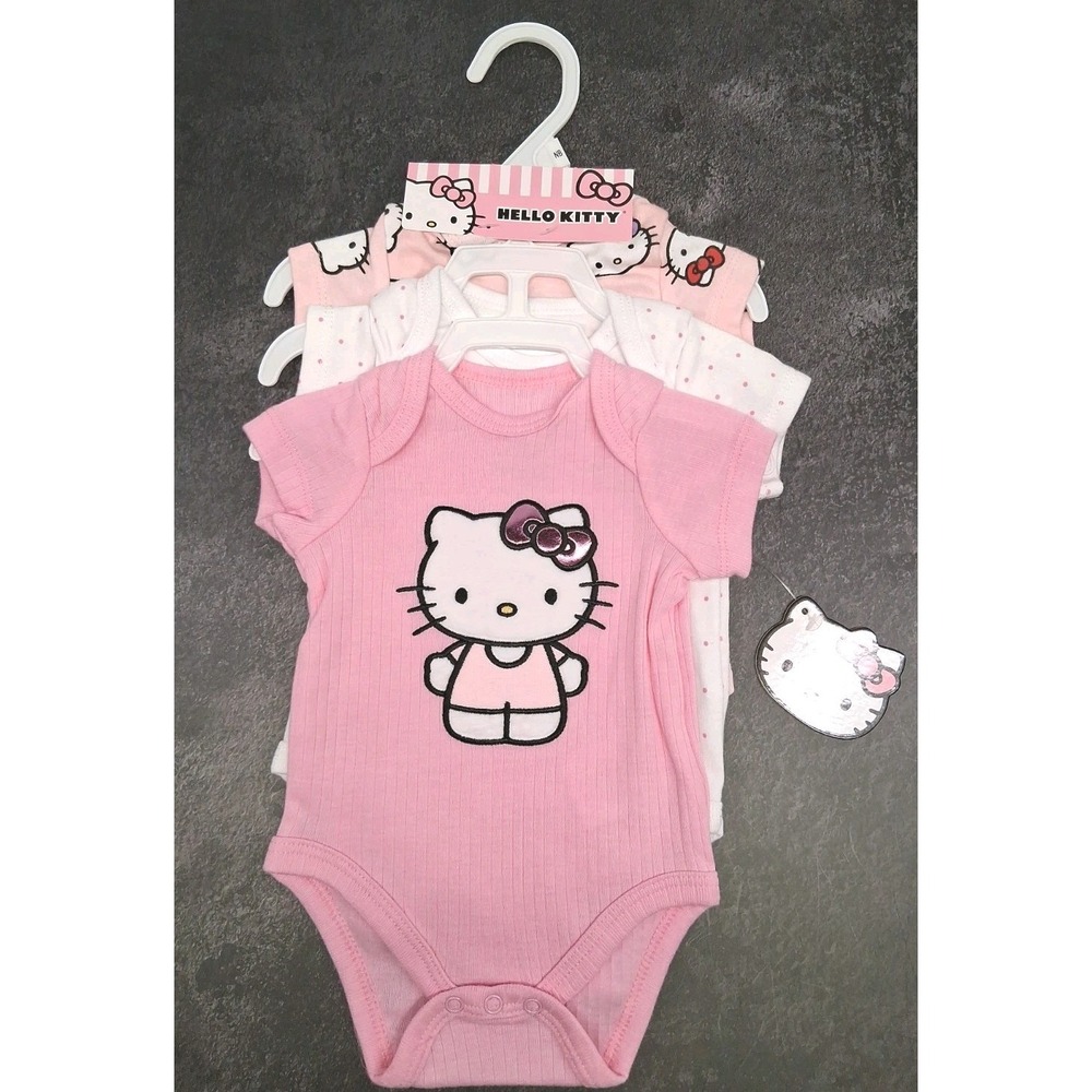 Hello Kitty by Sanrio Newborn Size (0-3 mos) Bodysuite 3-Peice Set Multi Color
